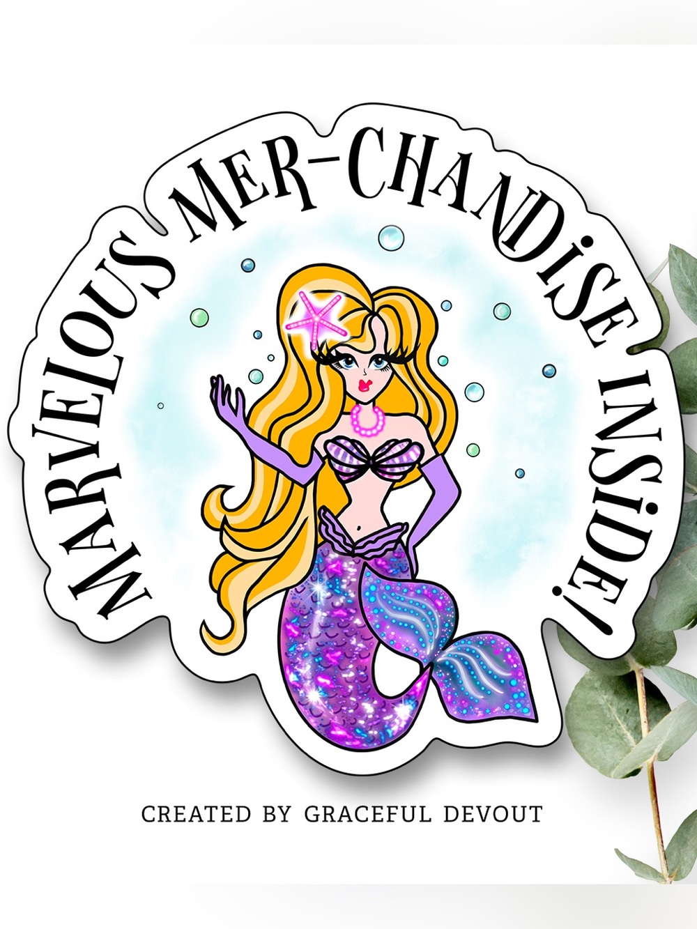 Marvelous Mer-chandise Inside! 2" (inches) Stickers